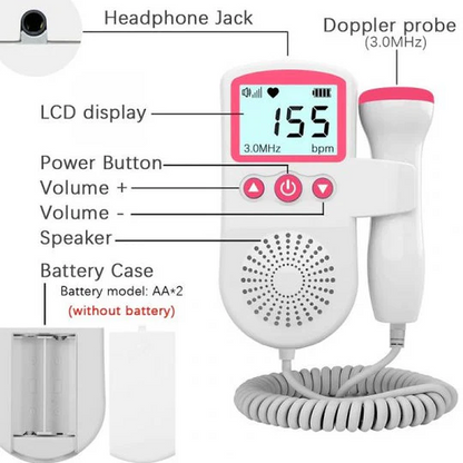 Doppler fetale per il monitoraggio della frequenza cardiaca con rilevatore acustico