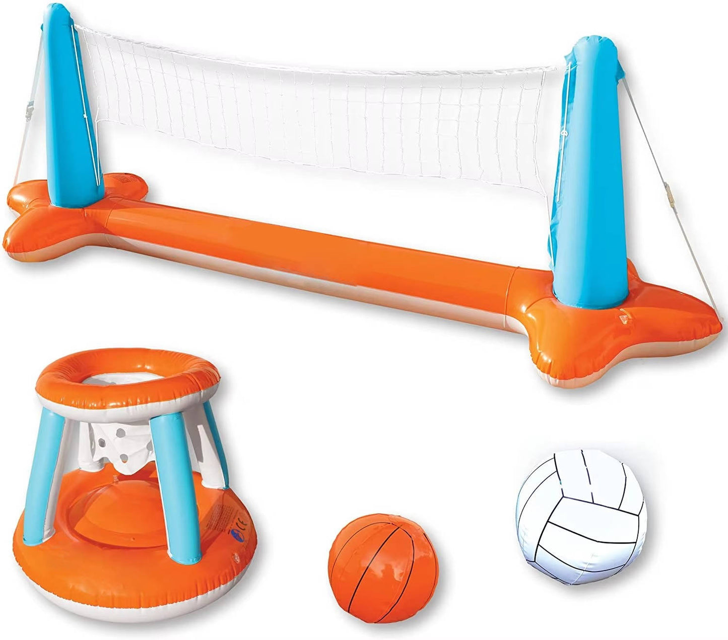 Rete gonfiabile da pallavolo per piscina, giochi da piscina per bambini e adulti, inclusi canestri da basket