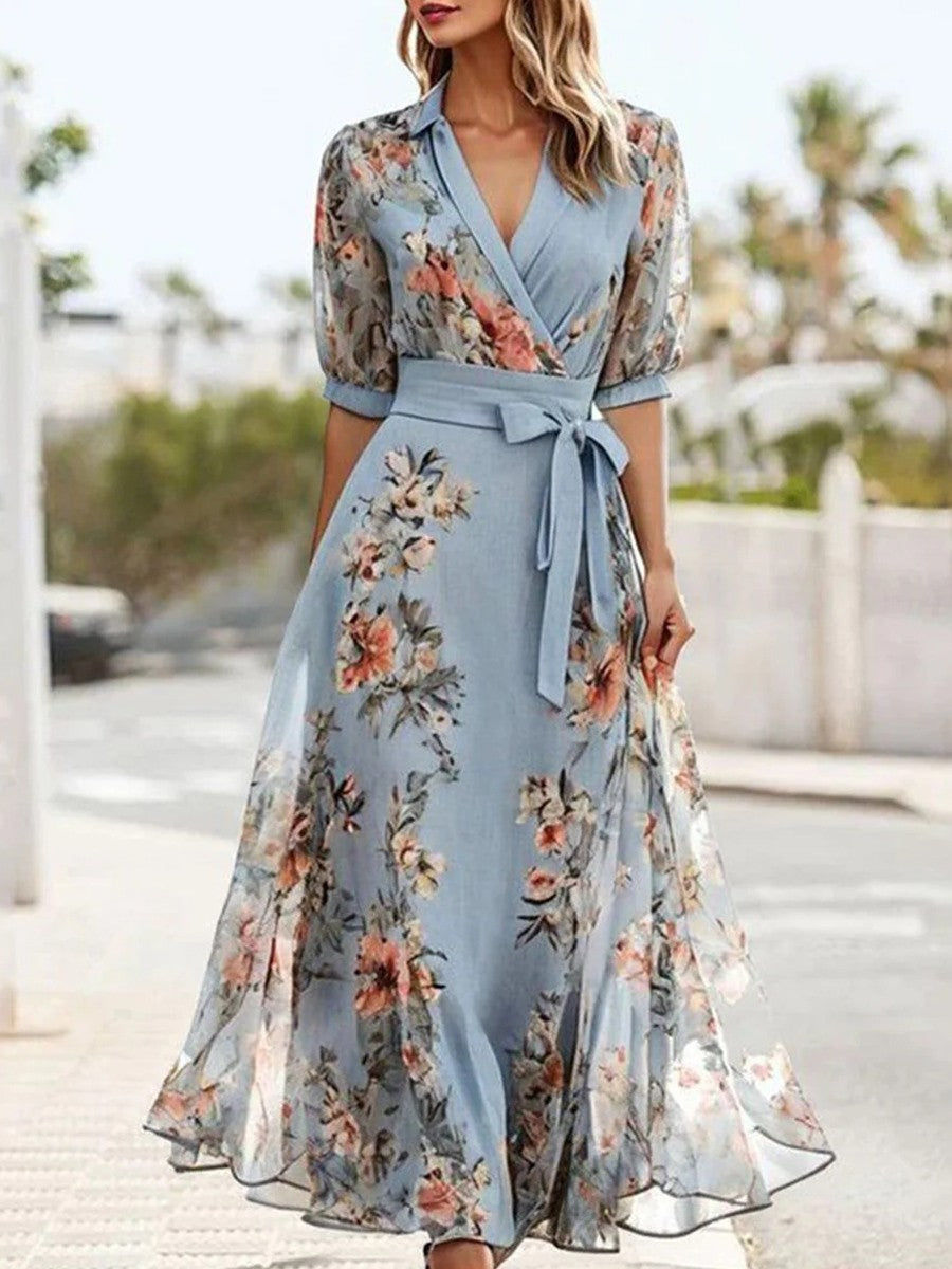 Abito Midi in Chiffon con Stampa Floreale per Donna Lily