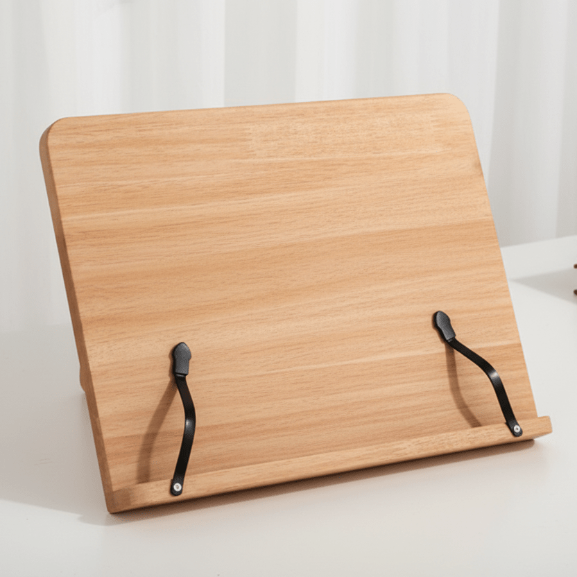 READSTYLE – Supporto per libri in legno regolabile, pieghevole e salvaspazio