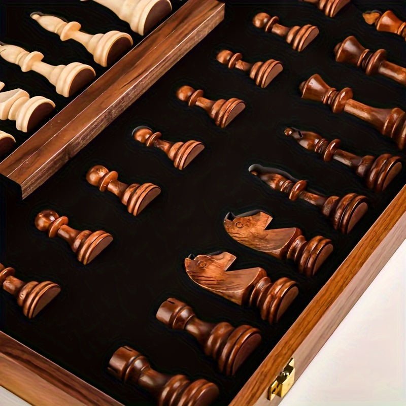 Set di Scacchi in Legno Massiccio Premium – Scacchiera Pieghevole