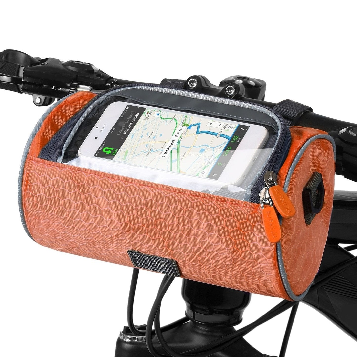 Borsa da manubrio pratica per bicicletta con porta-smartphone e materiale resistente all'acqua