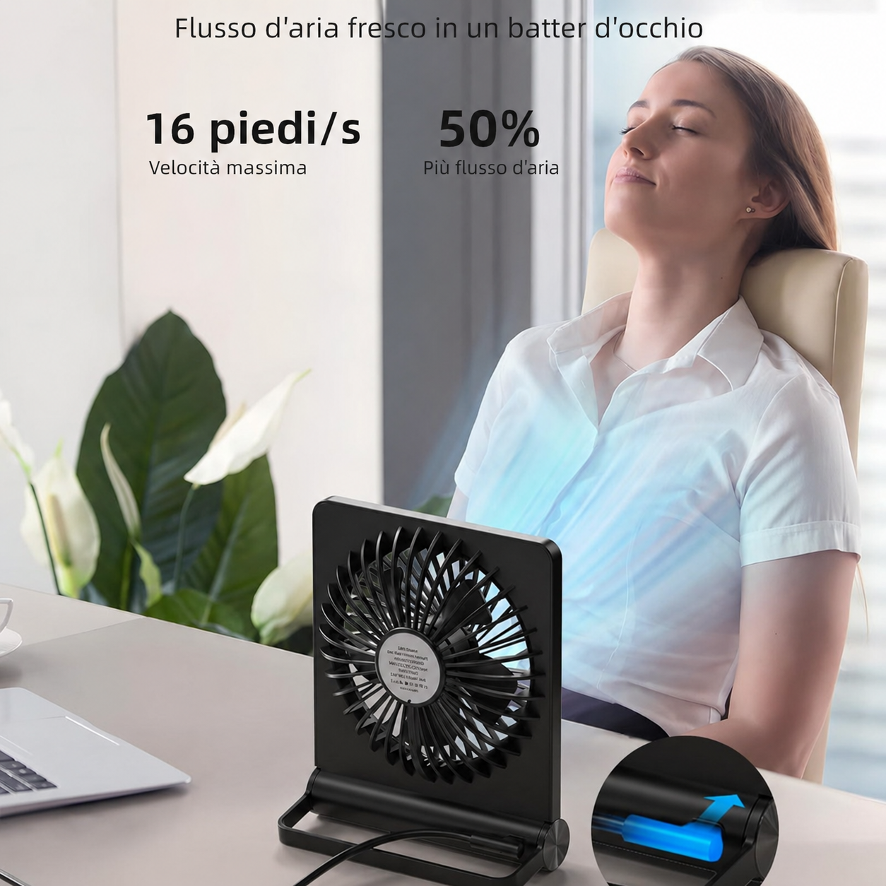 Ventilatore USB compatto per piccoli spazi