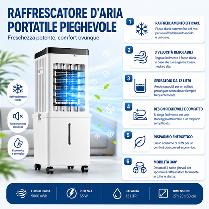 Raffrescatore d'Aria Pieghevole su Ruote