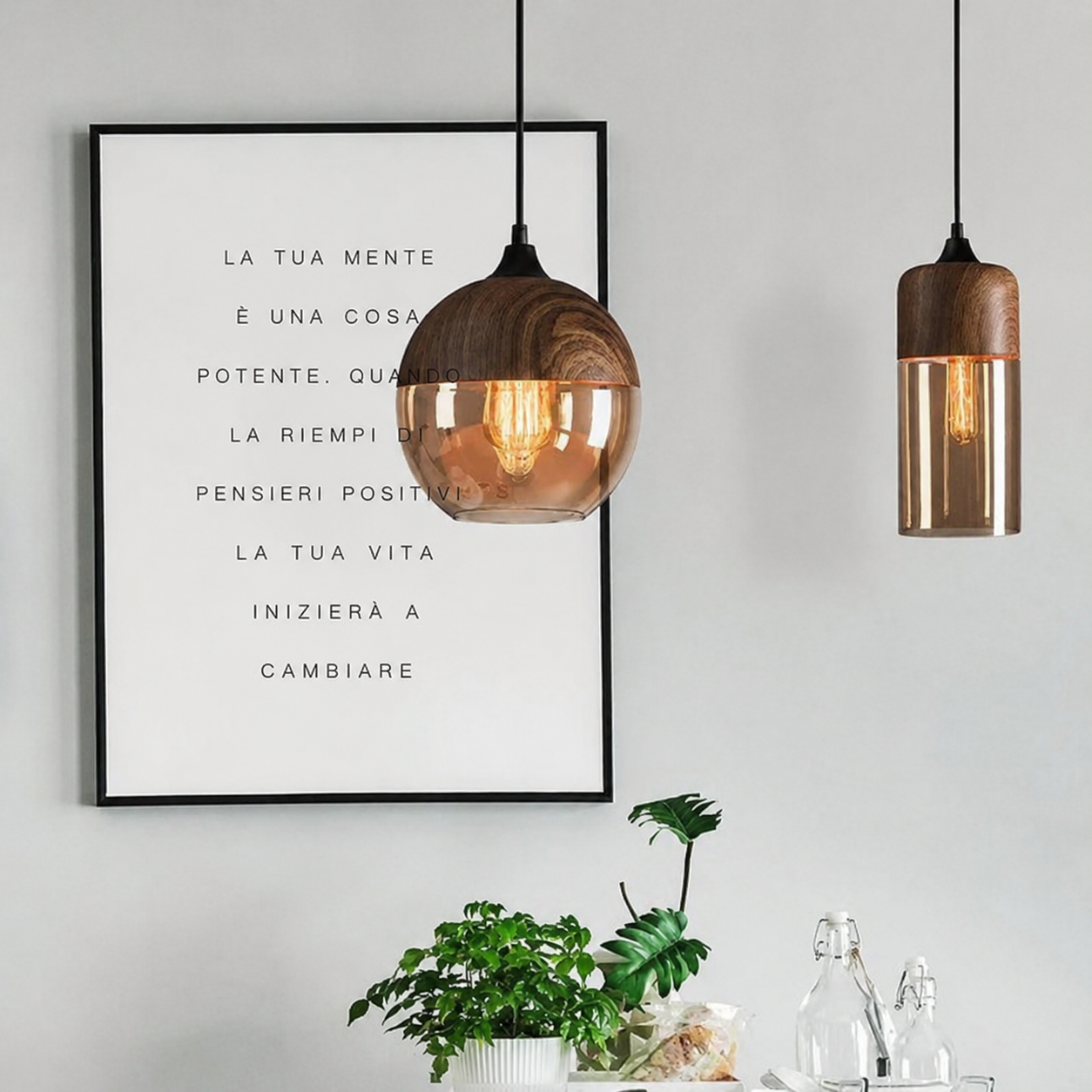 Lampada Arven con luce accesa, atmosfera calda