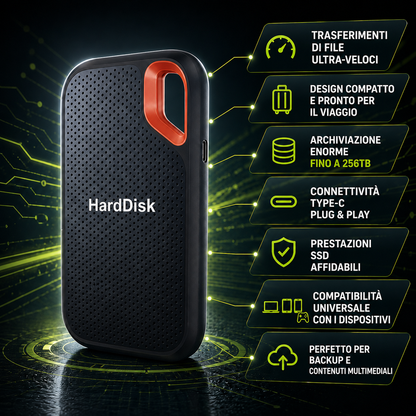 SSD futuristico con caratteristiche luminose