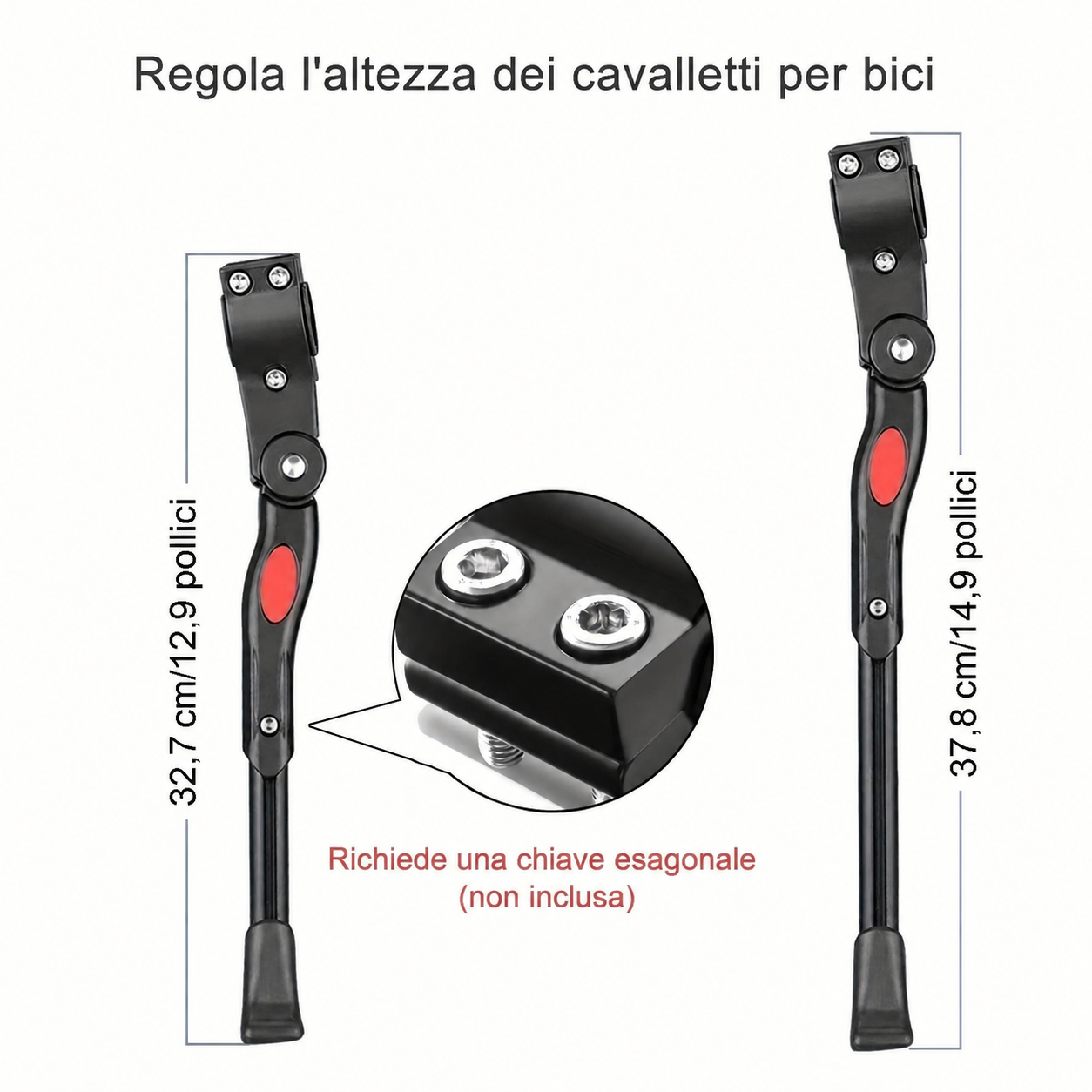 Cavalletto bici regolabile mostrato su strada