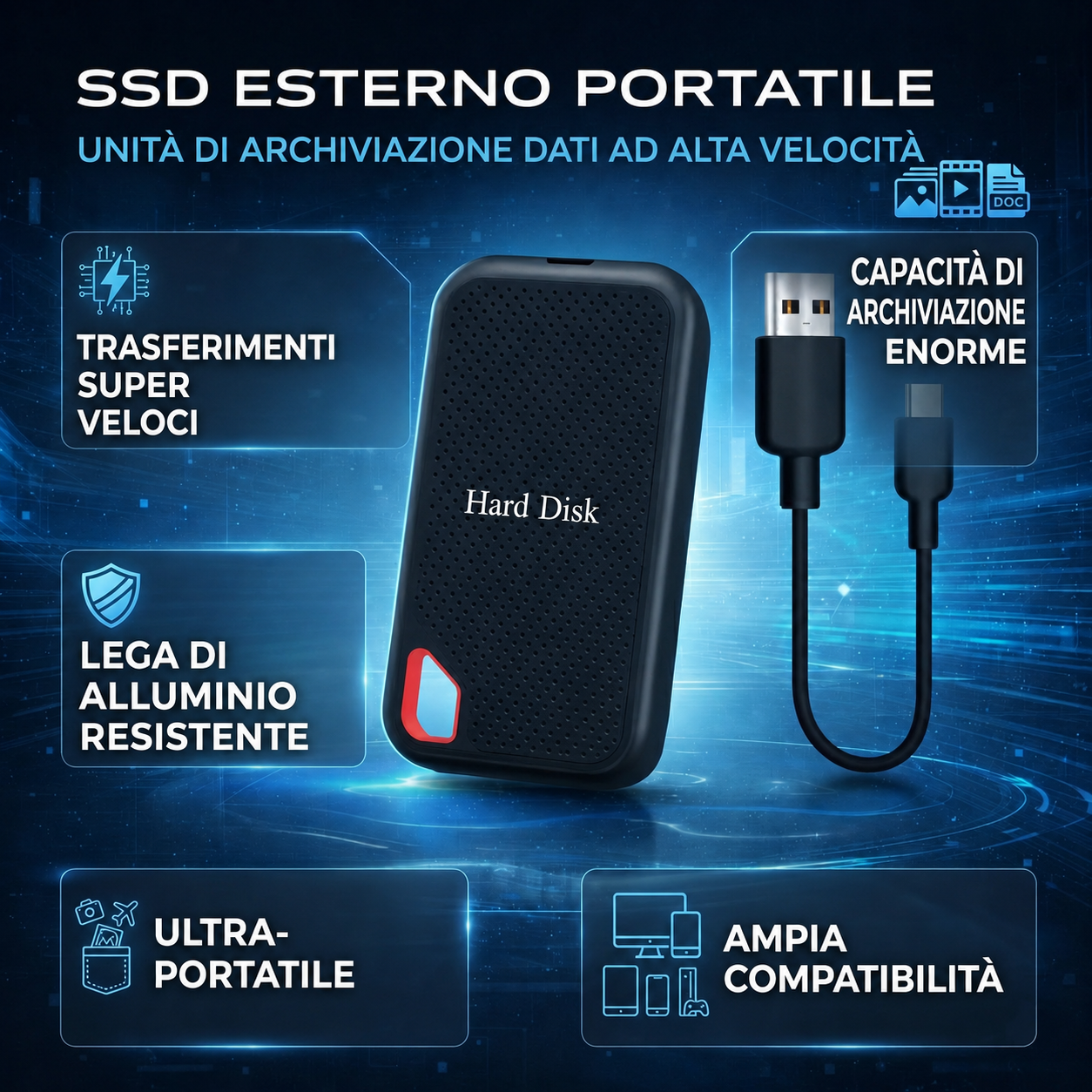 SSD esterno compatibile con più dispositivi