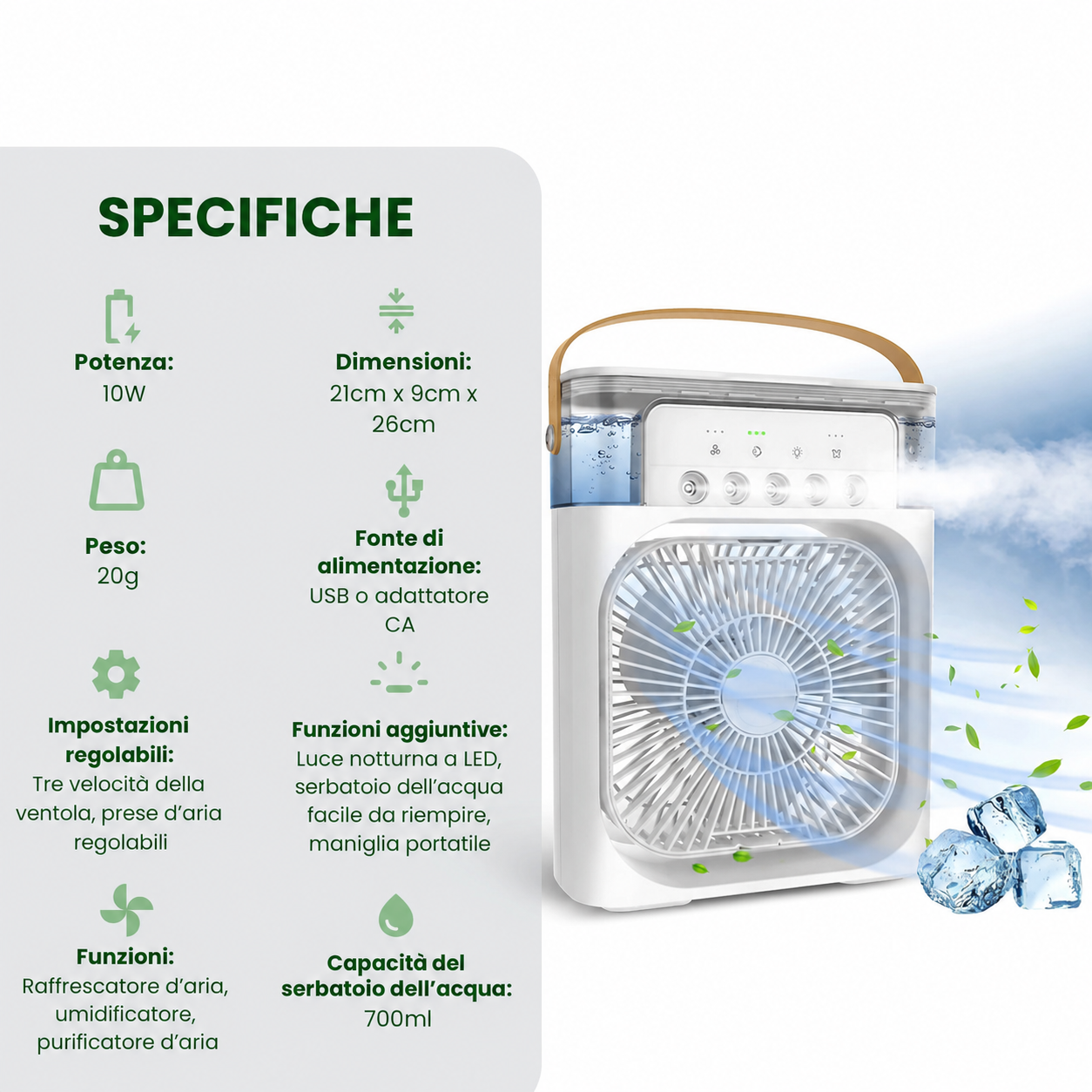 Raffrescatore in ambientazione d'ufficio