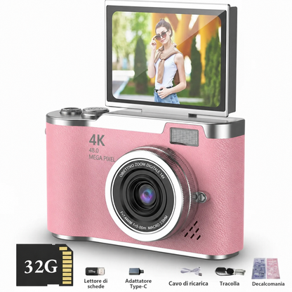 Fotocamera digitale 4K con schermo ribaltabile