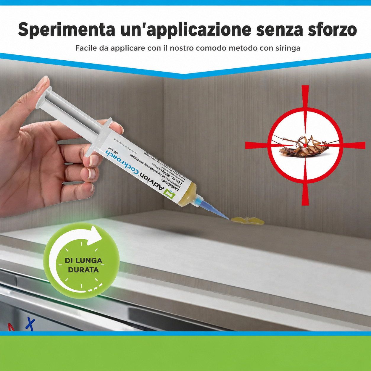 Siringa gel per eliminazione scarafaggi