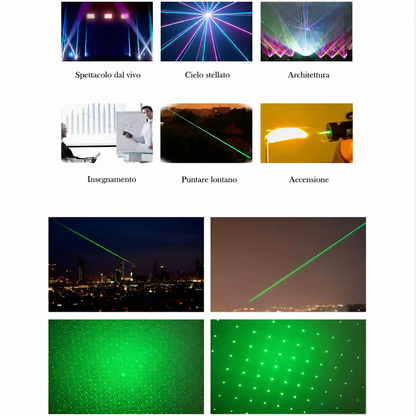 Set completo del Puntatore Laser Verde Ricaricabile