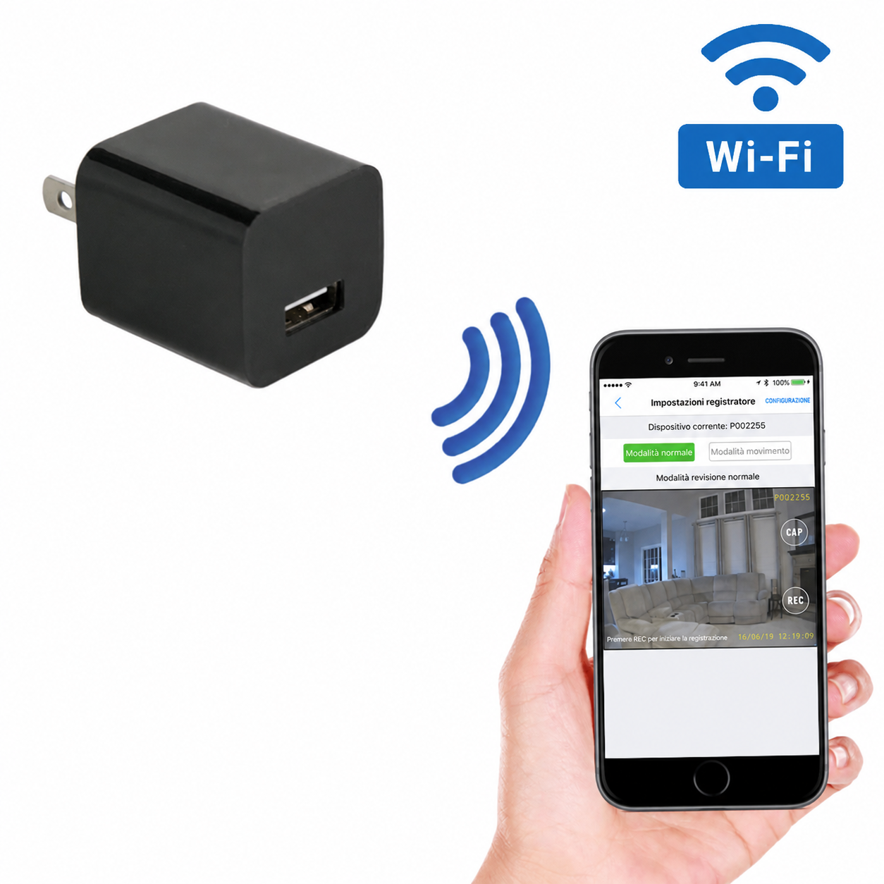Schermata della telecamera nascosta con streaming WiFi
