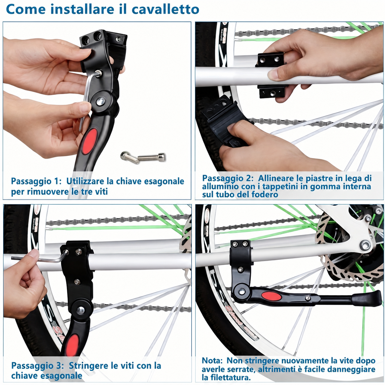 Cavalletto bici regolabile in posizione di supporto