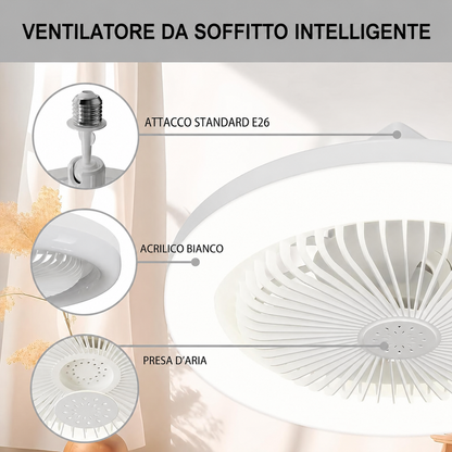 Ventilatore da Soffitto LED E27 – Illuminazione & Ventilazione 2-in-1 con Telecomando
