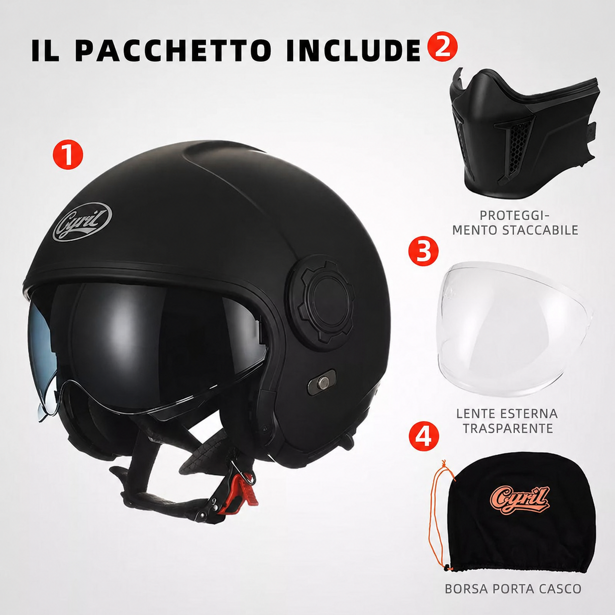 Casco AstraGuard in bianco lucido