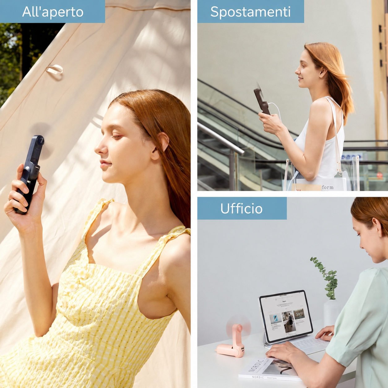 Ventilatore Tascabile Pieghevole Portatile – Mini Ventilatore a Mano e da Scrivania 2-in-1