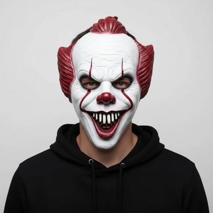 Maschera Halloween Clown Horror su sfondo nero