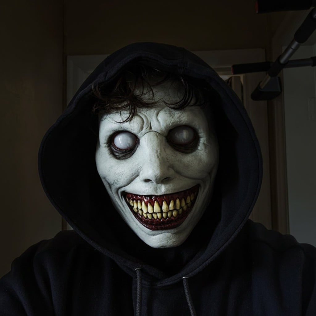 Dettaglio maschera faccia spaventosa per feste a tema