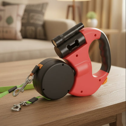 PROPET DUO - Guinzaglio retrattile per due cani con torcia integrata