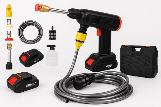 Pistola Idropulitrice a Batteria 48V con Accessori– Potenza Portatile per Auto, Giardino & Casa