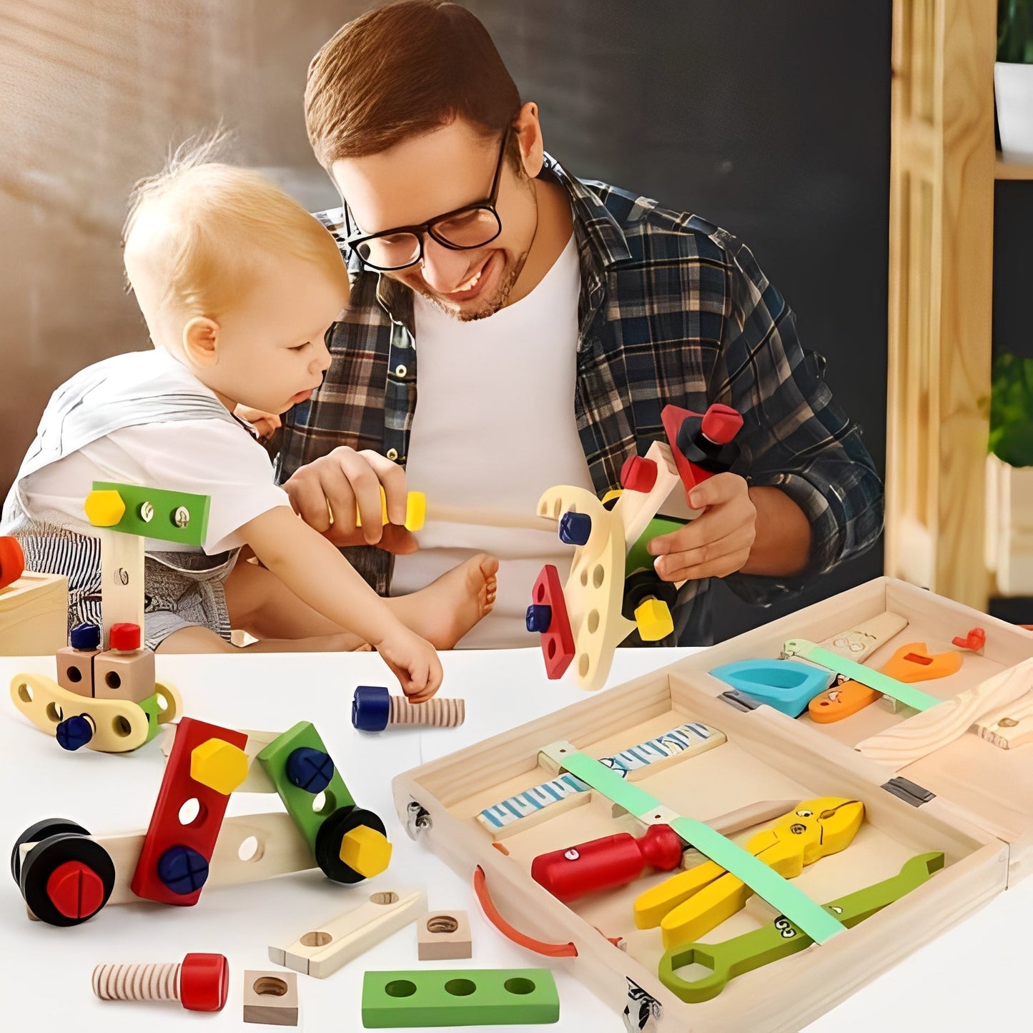 Set di Attrezzi Giocattolo per Bambini con Parti da Assemblare e Valigetta