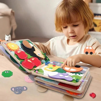 Libro Attività Portatile per Bambini con Texture e Chiusure
