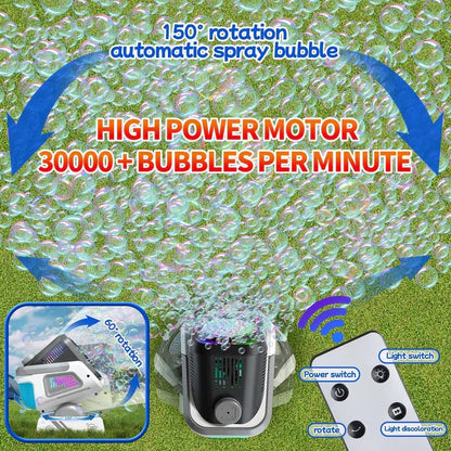 Macchina per Bolle di Sapone con Luci LED e Base Rotante