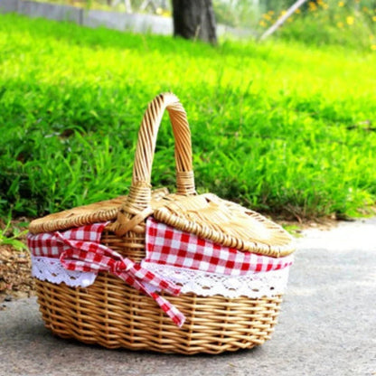Cestino da Picnic in Vimini Intrecciato con Fodera in Cotone Rimovibile