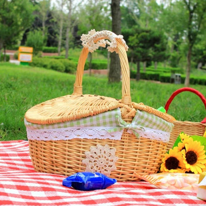 Cestino da Picnic in Vimini Intrecciato con Fodera in Cotone Rimovibile