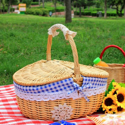 Cestino da Picnic in Vimini Intrecciato con Fodera in Cotone Rimovibile