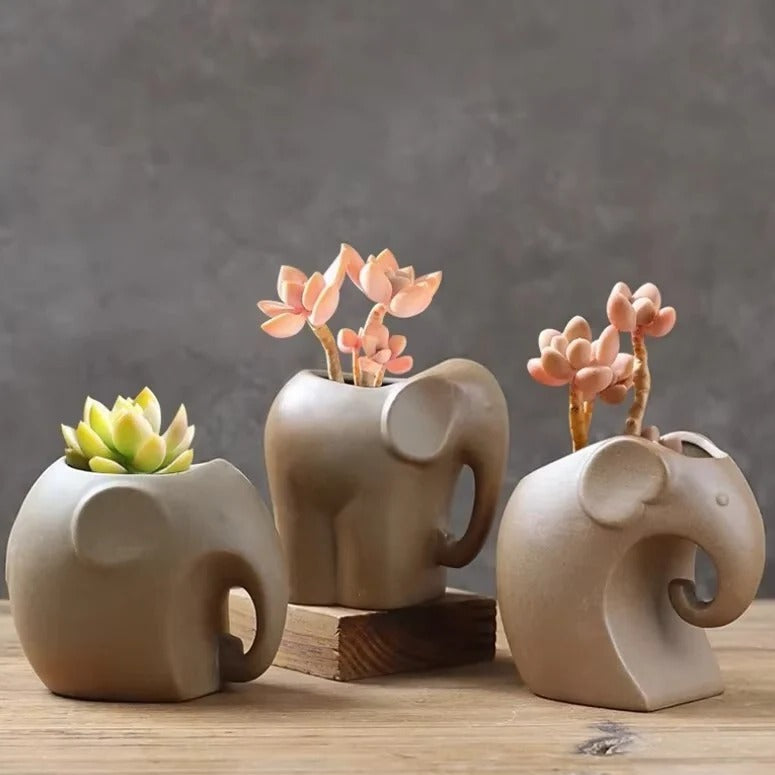 Vaso per Piante Succulente in Ceramica a Forma di Animale per Scrivania