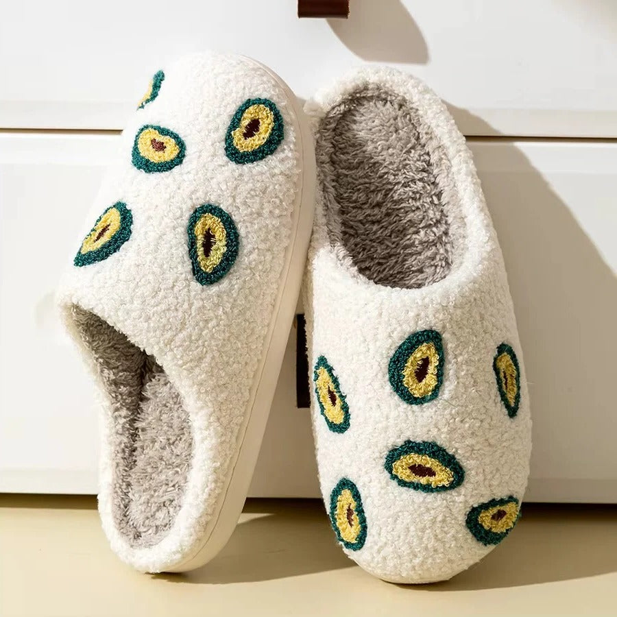 Pantofole in cotone dal design a motivo frutta con suola antiscivolo per uso interno