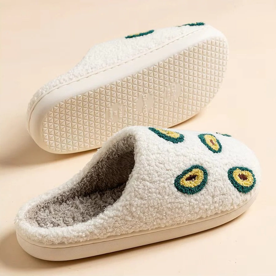 Pantofole in cotone dal design a motivo frutta con suola antiscivolo per uso interno