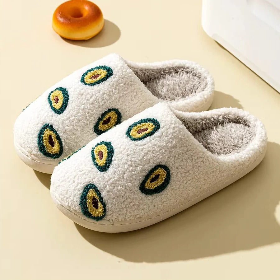 Pantofole in cotone dal design a motivo frutta con suola antiscivolo per uso interno