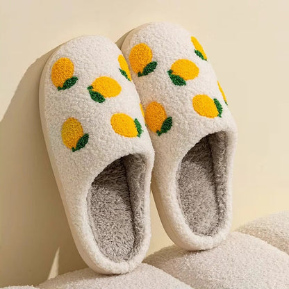 Pantofole in cotone dal design a motivo frutta con suola antiscivolo per uso interno