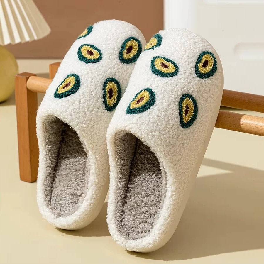 Pantofole in cotone dal design a motivo frutta con suola antiscivolo per uso interno