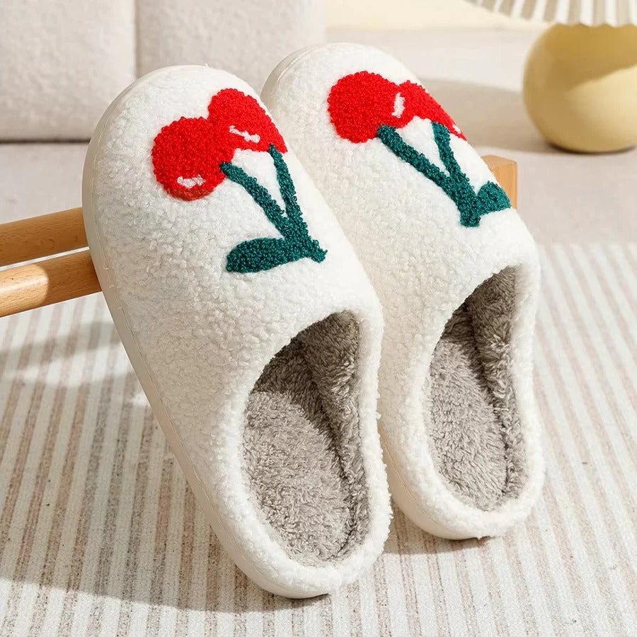 Pantofole in cotone dal design a motivo frutta con suola antiscivolo per uso interno
