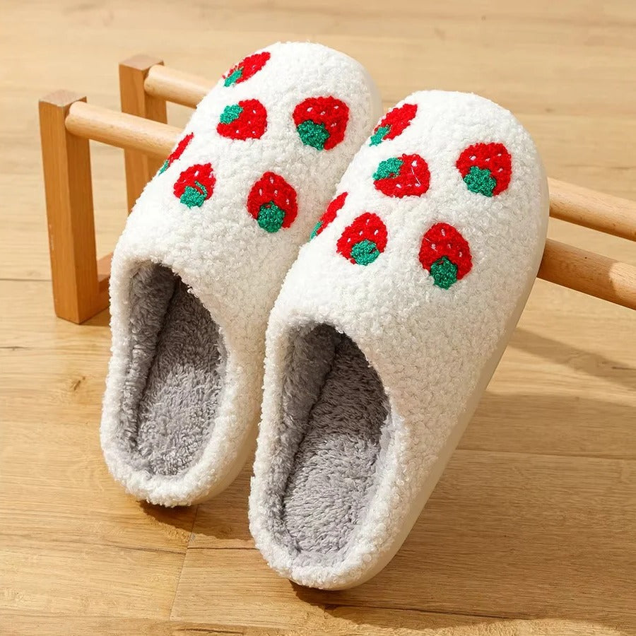 Pantofole in cotone dal design a motivo frutta con suola antiscivolo per uso interno