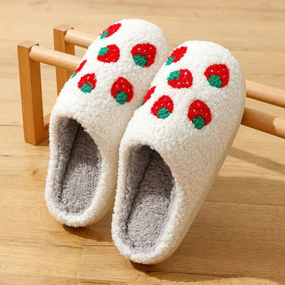 Pantofole in cotone dal design a motivo frutta con suola antiscivolo per uso interno