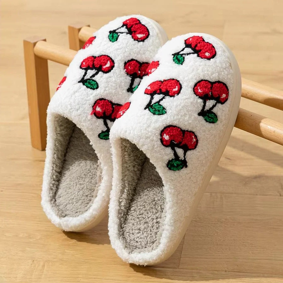 Pantofole in cotone dal design a motivo frutta con suola antiscivolo per uso interno