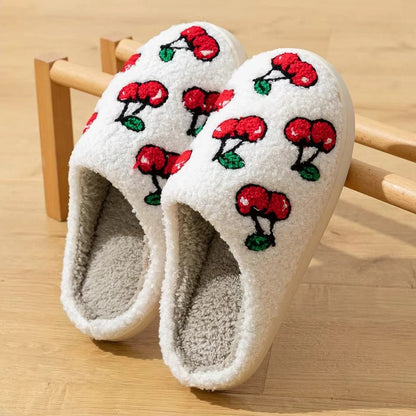 Pantofole in cotone dal design a motivo frutta con suola antiscivolo per uso interno