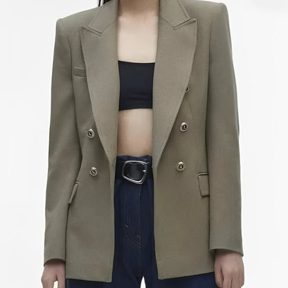 Blazer da donna a maniche lunghe con chiusura a bottoni sul davanti e scollo a V