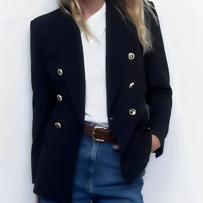 Blazer da donna a maniche lunghe con chiusura a bottoni sul davanti e scollo a V