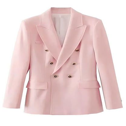 Blazer da donna a maniche lunghe con chiusura a bottoni sul davanti e scollo a V