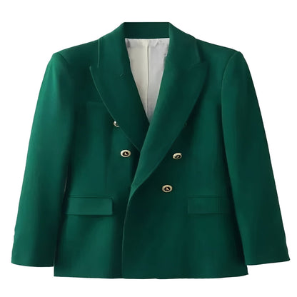 Blazer da donna a maniche lunghe con chiusura a bottoni sul davanti e scollo a V