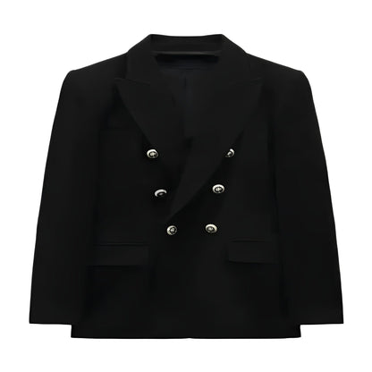 Blazer da donna a maniche lunghe con chiusura a bottoni sul davanti e scollo a V