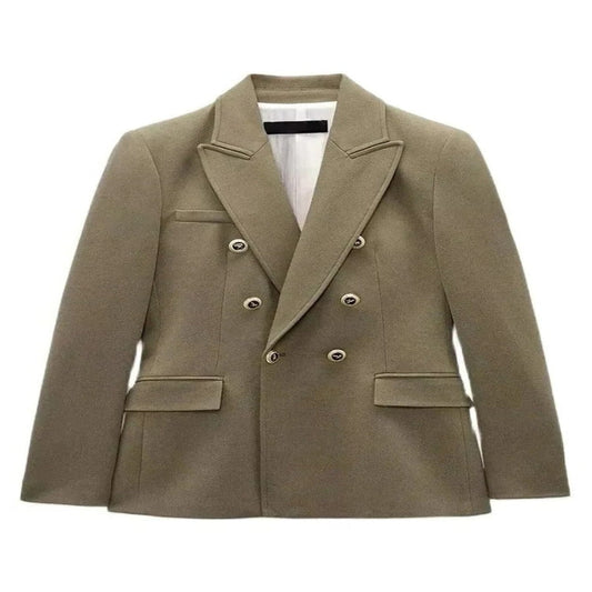 Blazer da donna a maniche lunghe con chiusura a bottoni sul davanti e scollo a V