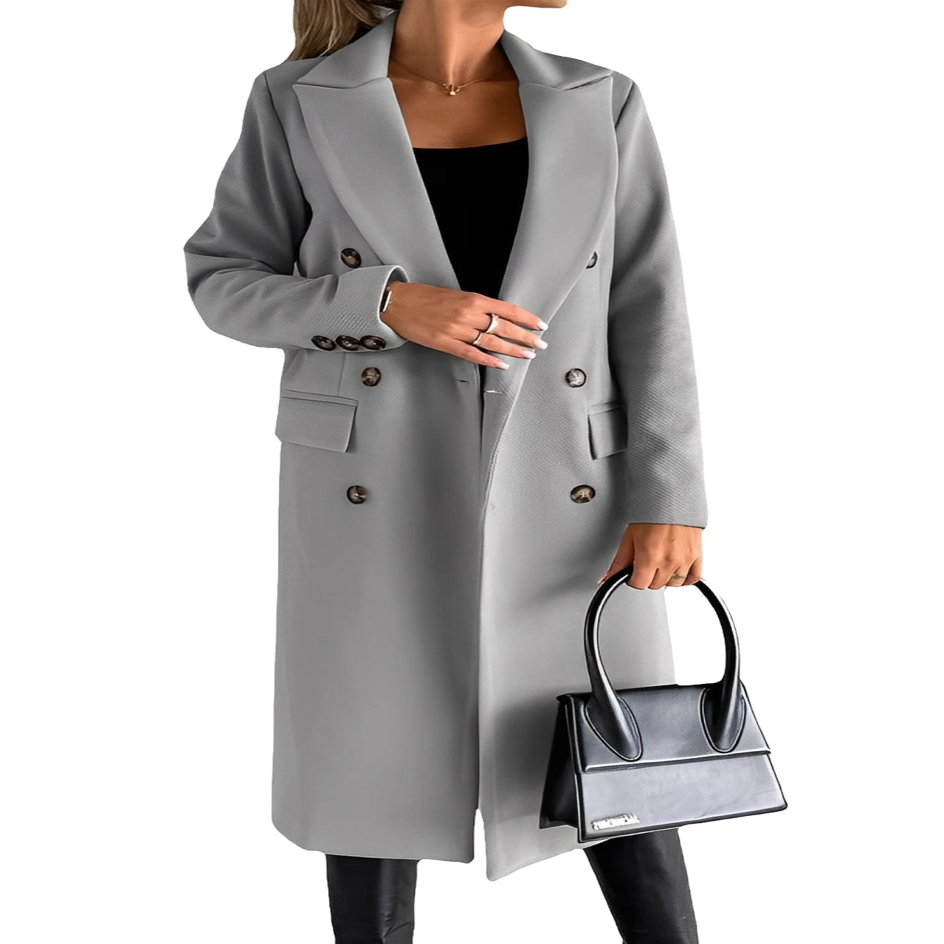Cappotto invernale doppiopetto da donna con vestibilità slim