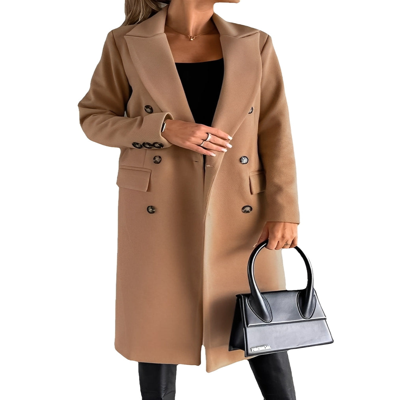 Cappotto invernale doppiopetto da donna con vestibilità slim